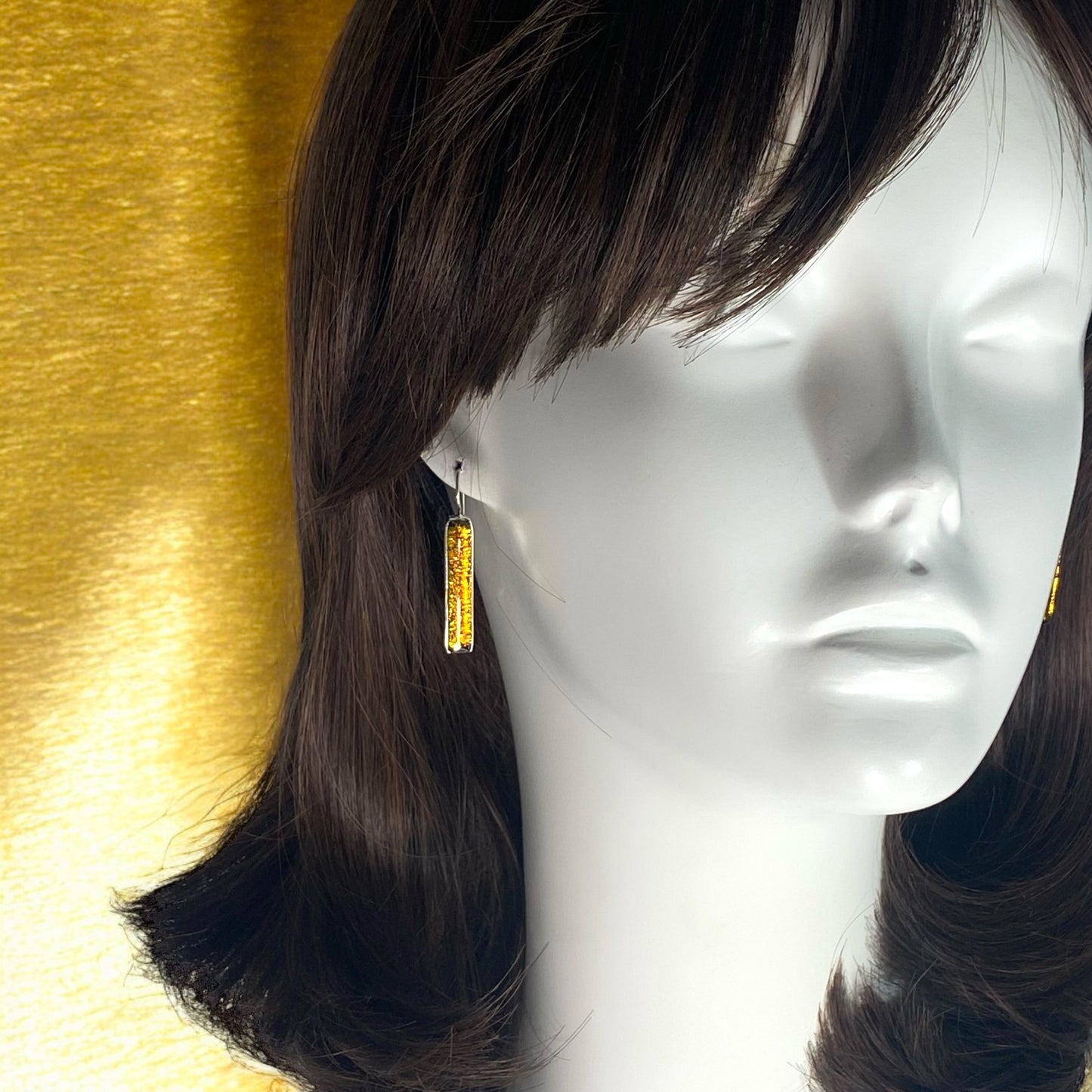 Long Rectangle Earrings in Amber