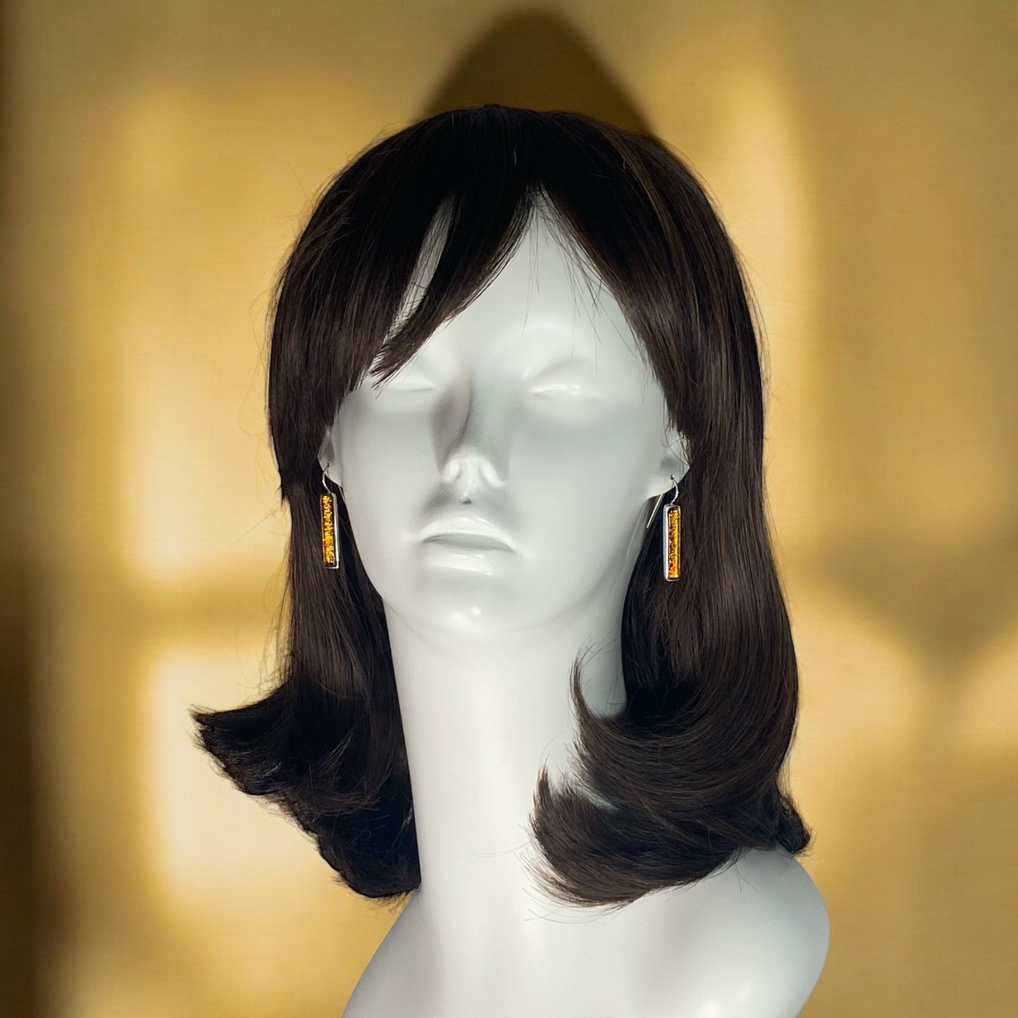 Long Rectangle Earrings in Amber