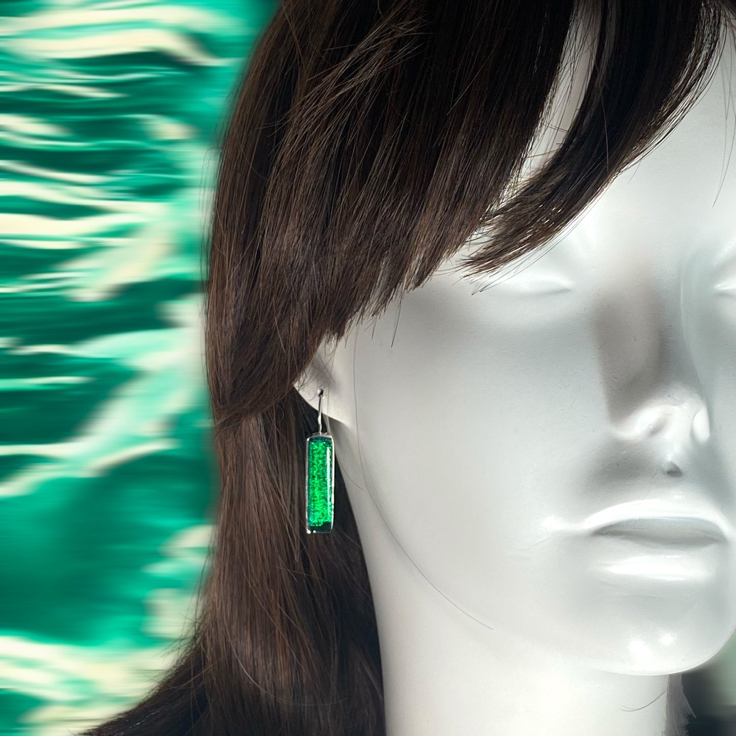 Long Rectangle Earrings in Viridian