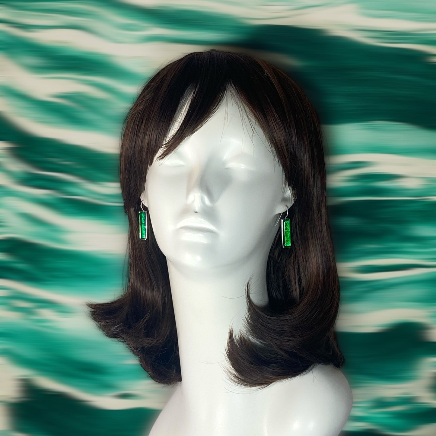 Long Rectangle Earrings in Viridian