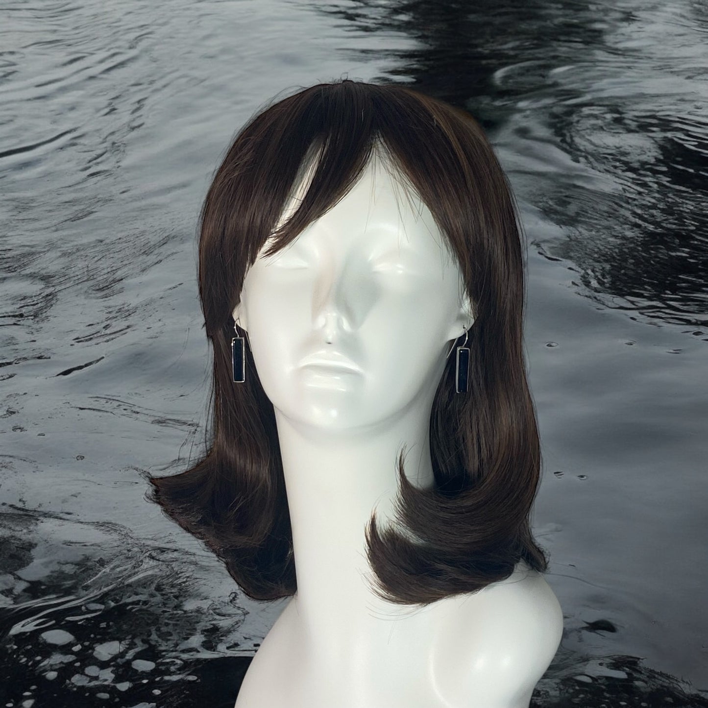 Long Rectangle Earrings in Black