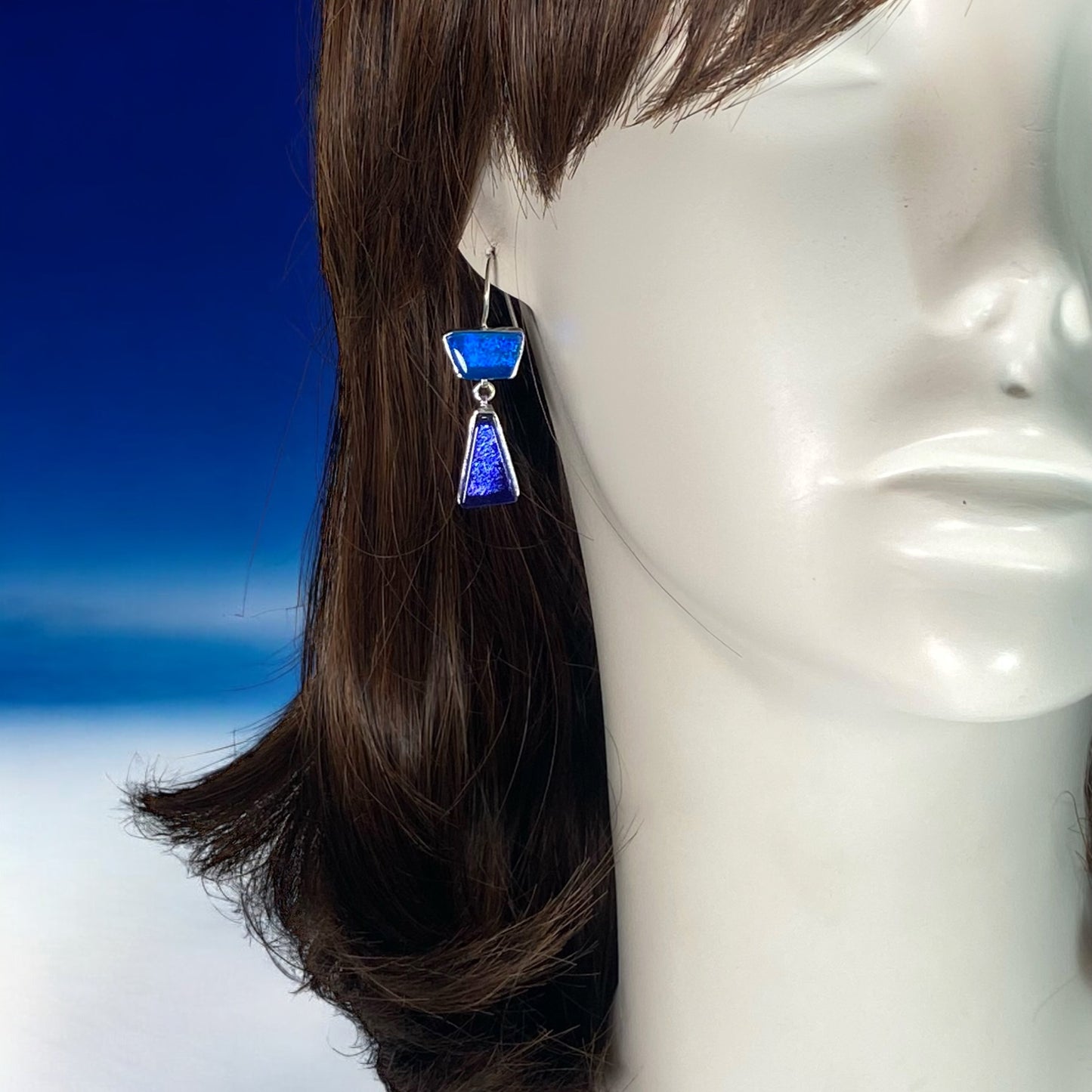 Double Drop Earrings in Turquoise and Grape