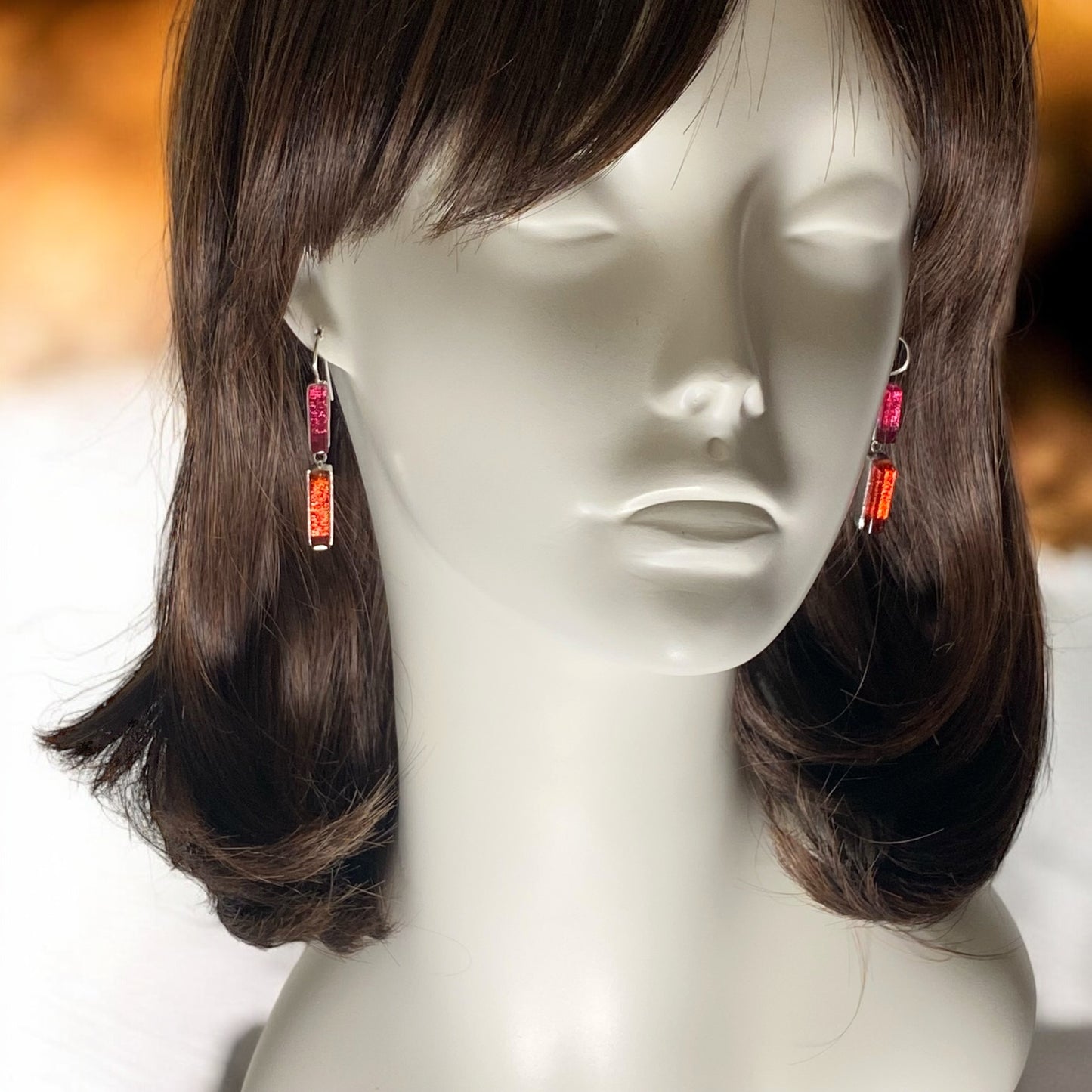 Double Drop Earrings in Rose and Rust