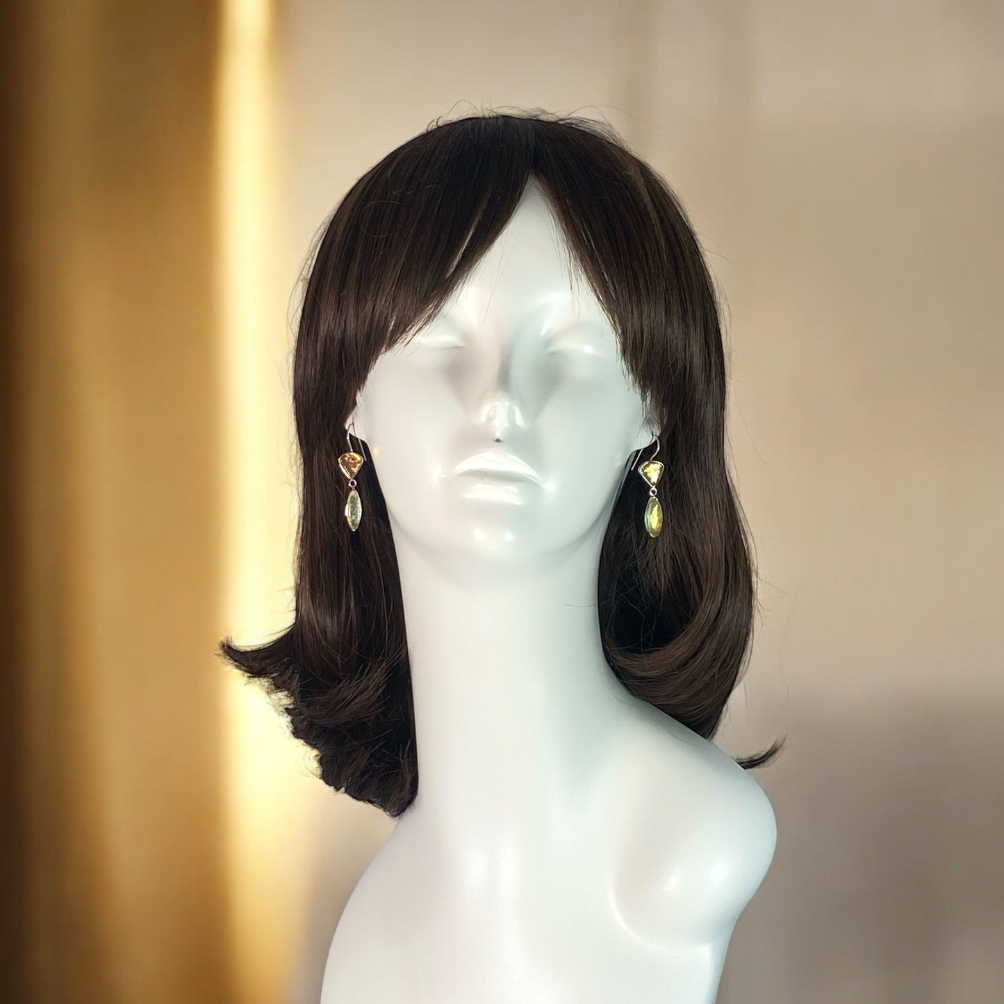 Double Drop Earrings in Peach and Champagne