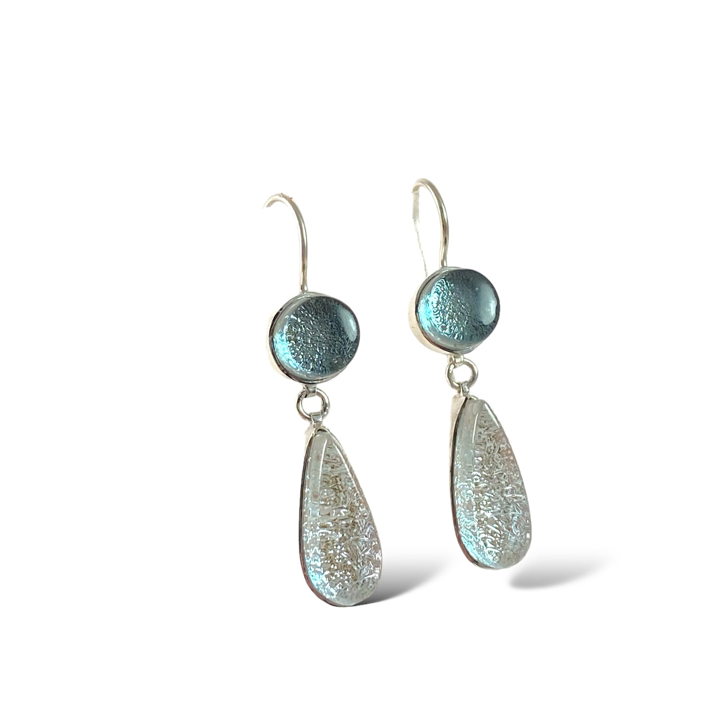 Double Drop Earrings in Platinum and Pearl