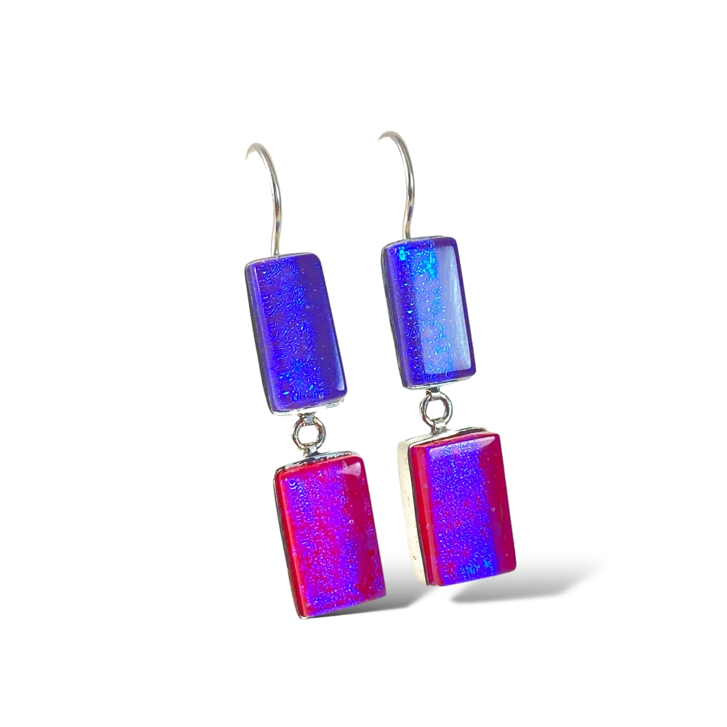 Double Drop Earrings in Blossom and Raspberry