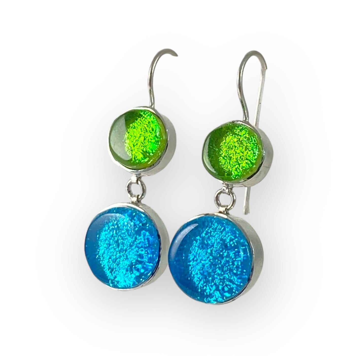 Double Drop Earrings in Citron and Ultramarine