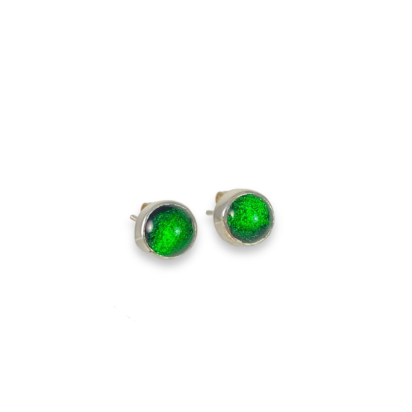 Circle Post Earrings in Emerald