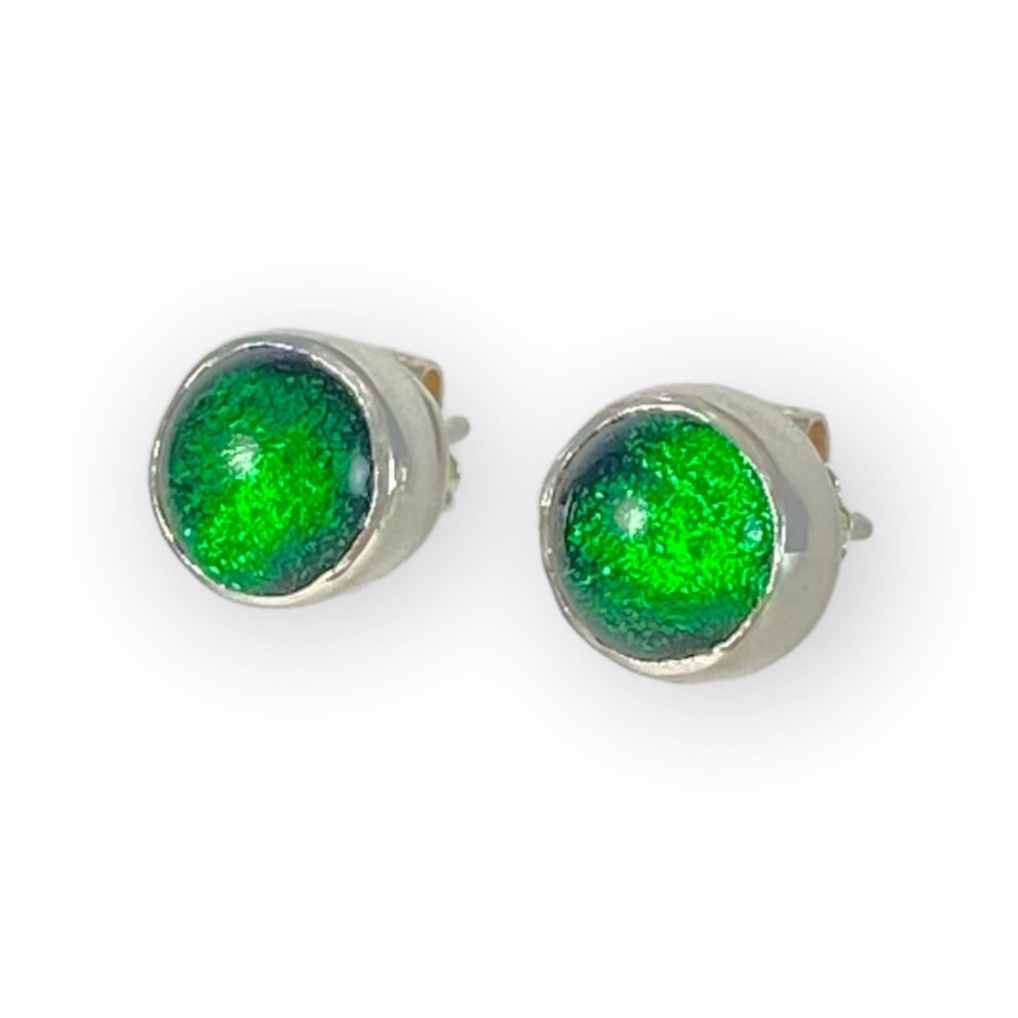 Circle Post Earrings in Emerald