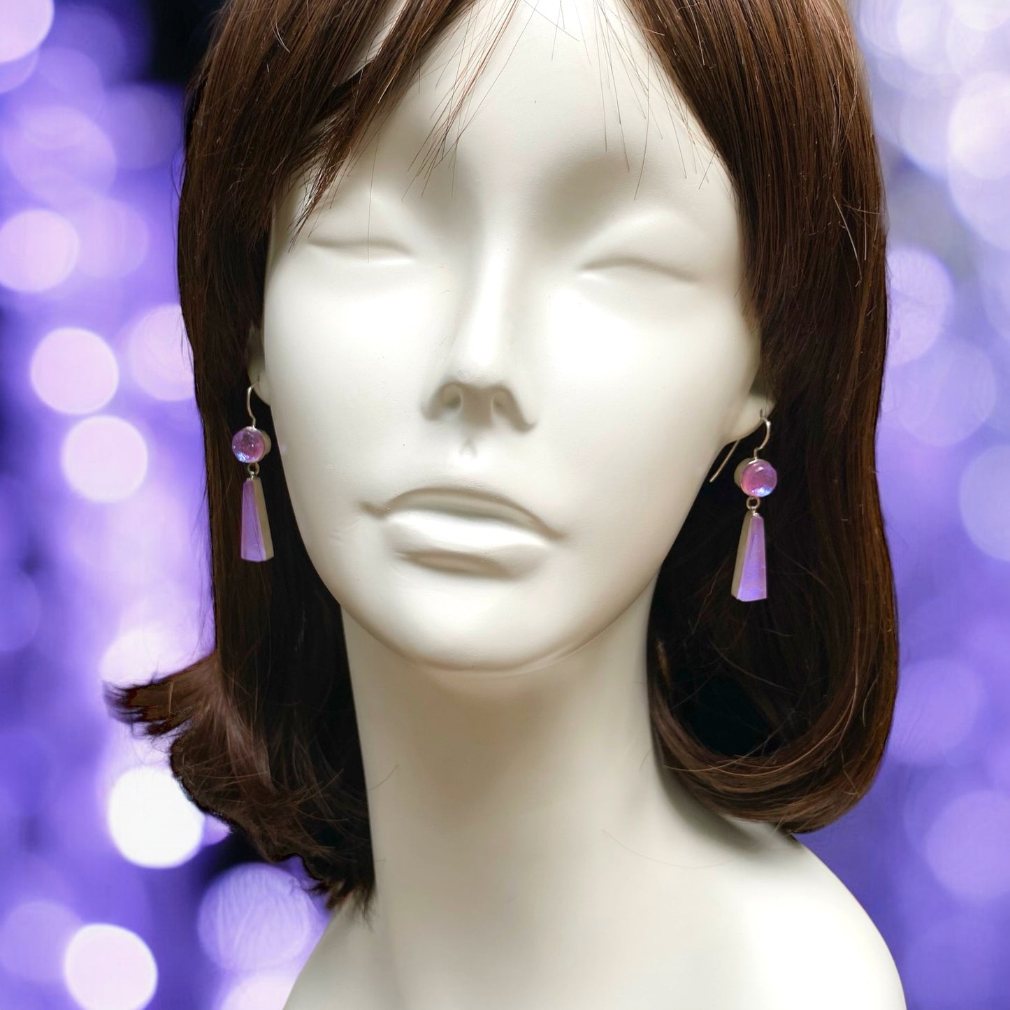 Double Drop Earrings in Lilac & Lavender