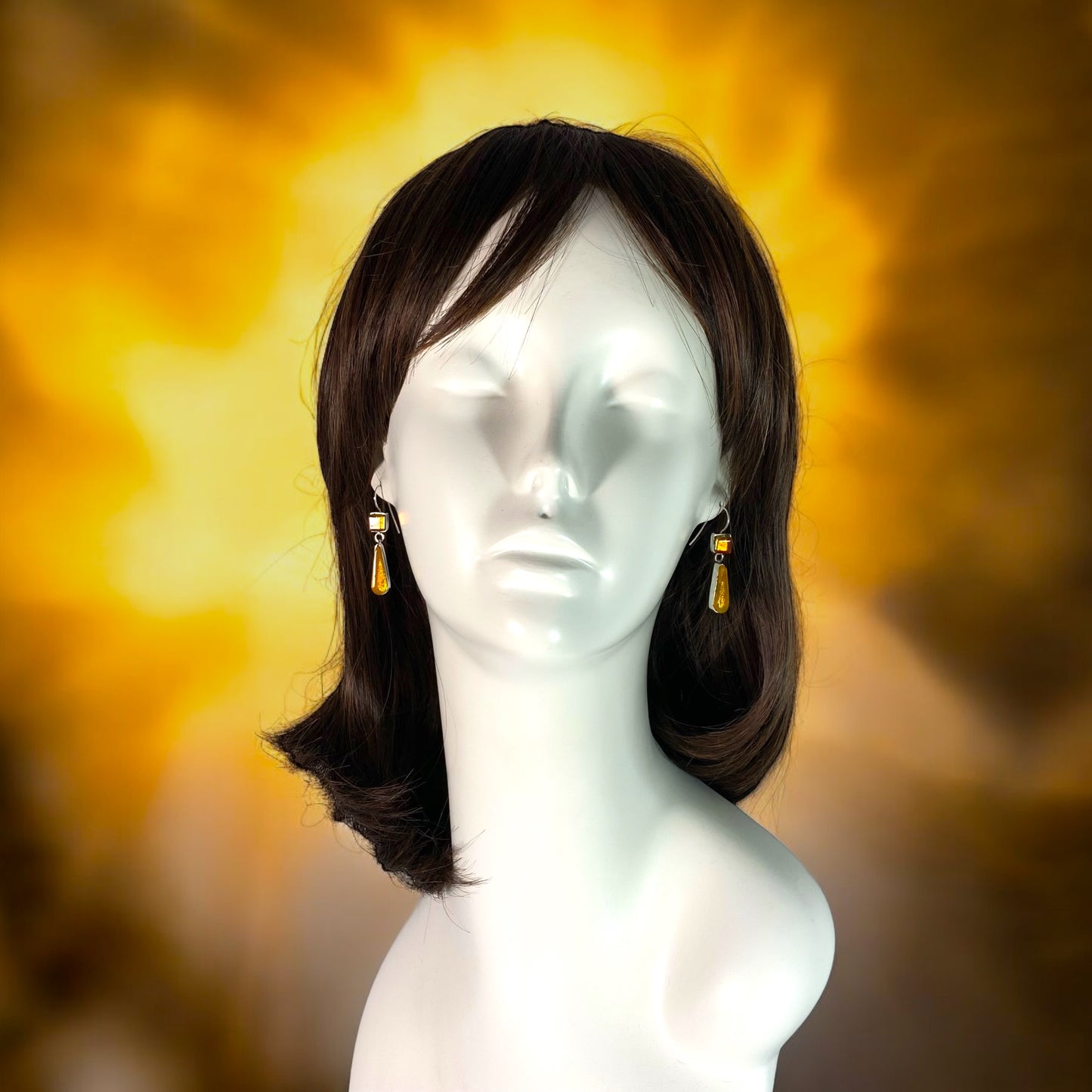 Double Drop Earrings in Amber and Butterscotch