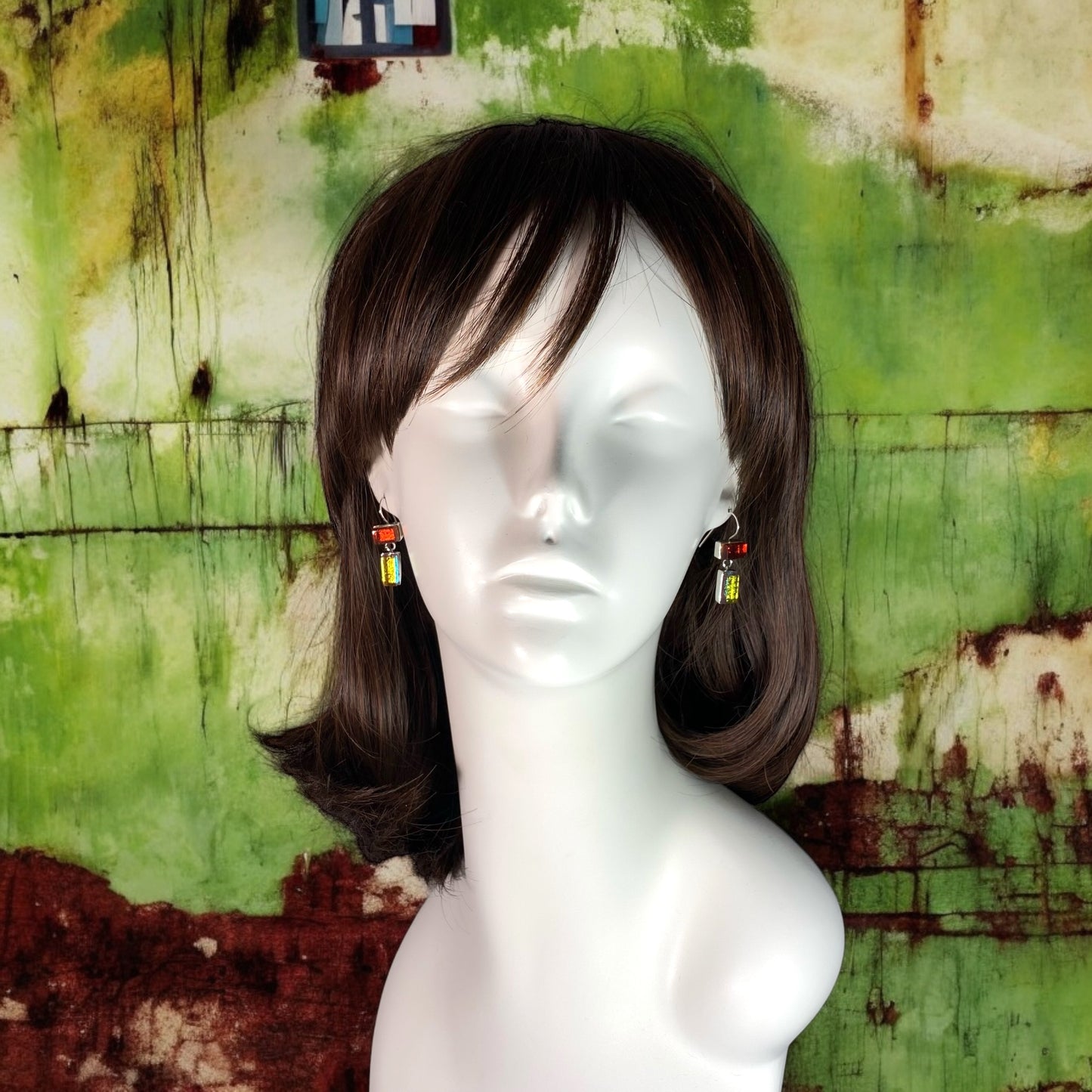 Double Drop Earrings in Rust and Salmon