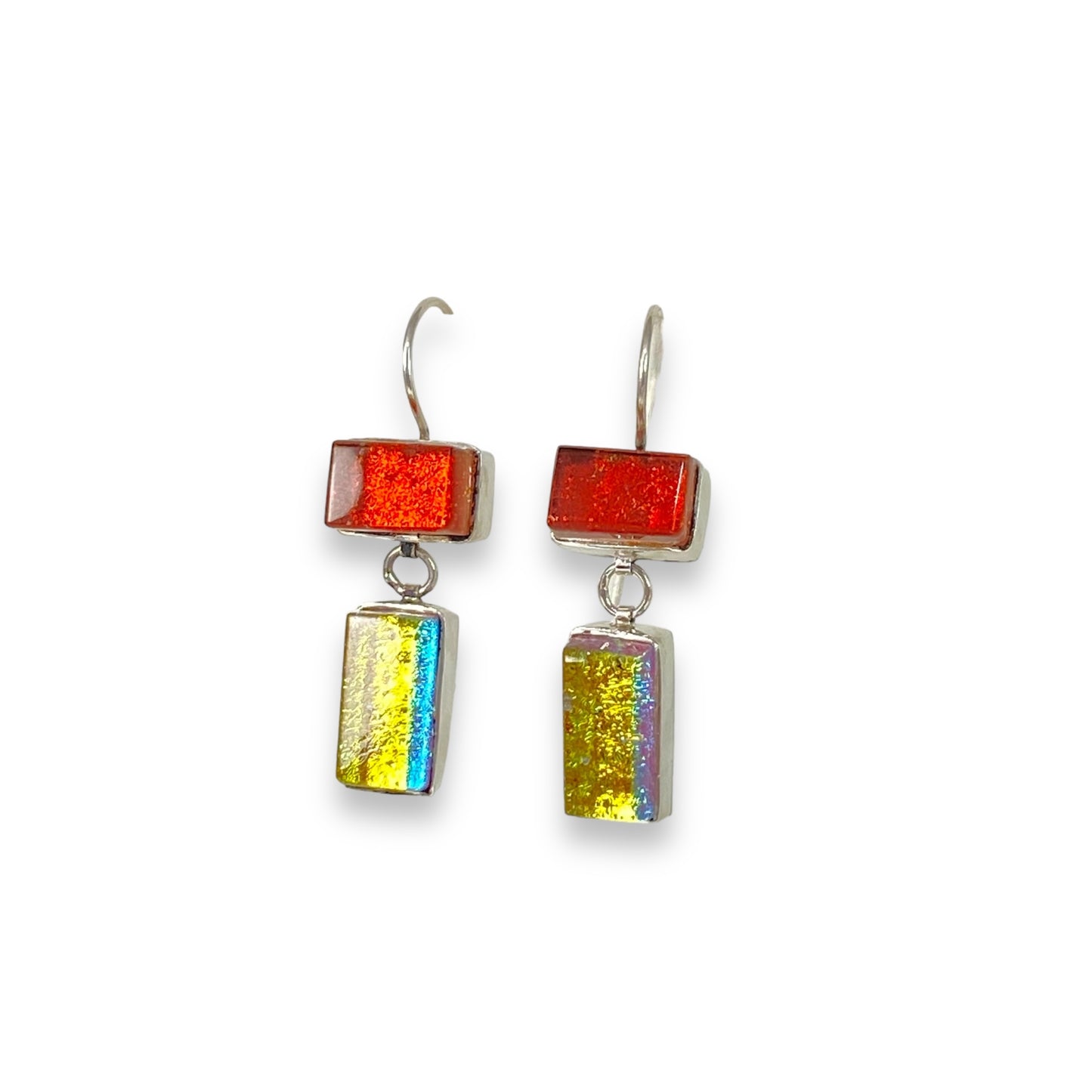 Double Drop Earrings in Rust and Salmon