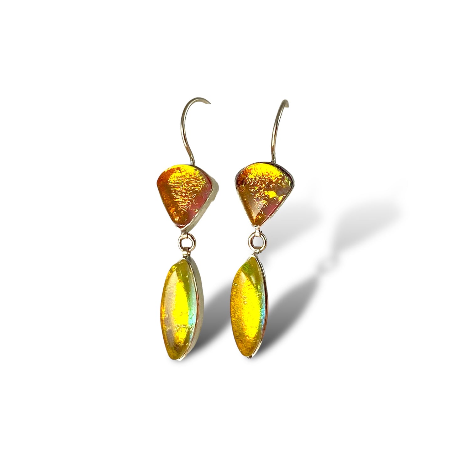 Double Drop Earrings in Peach and Champagne