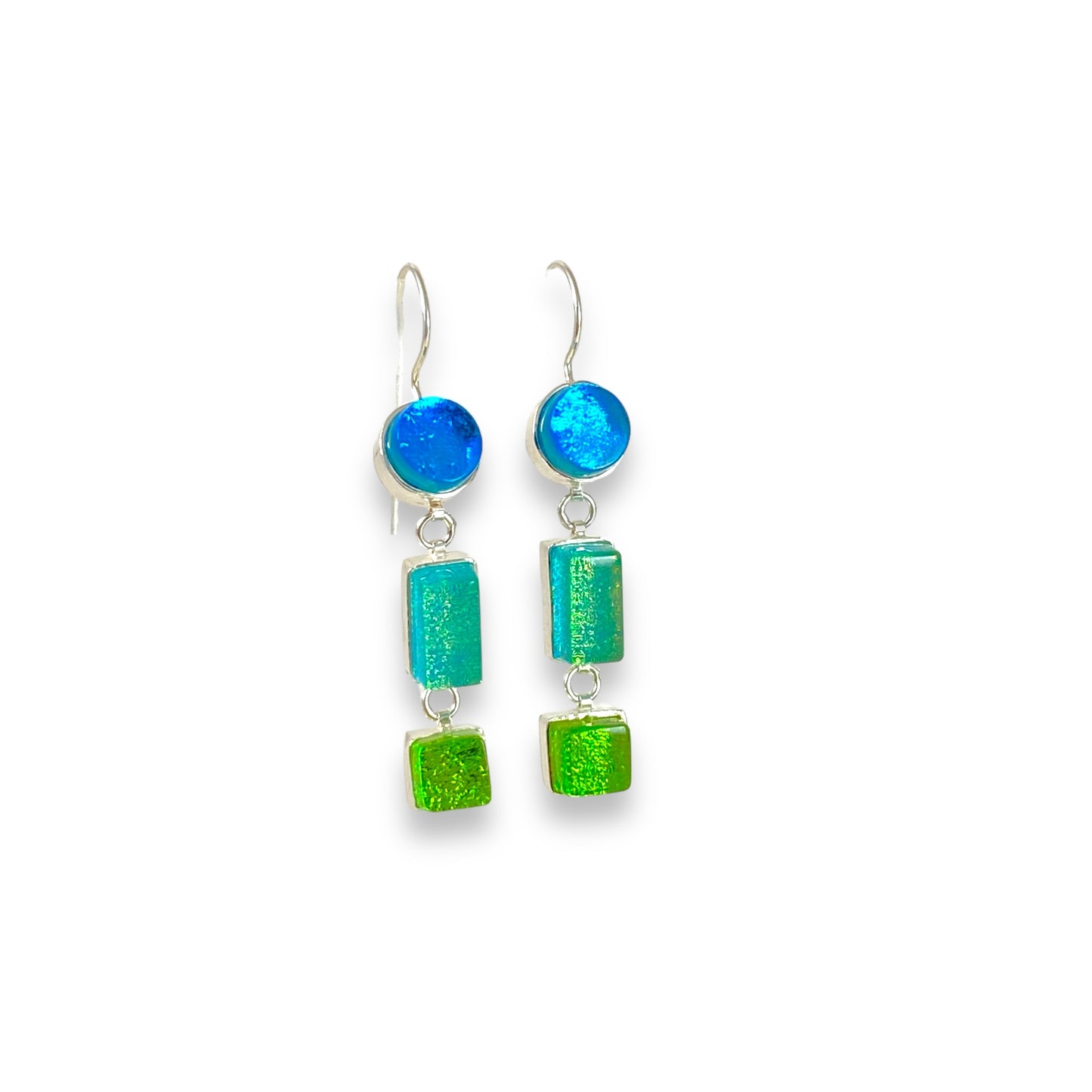 Triple Drop Earrings in Turquoise, Sea Foam & Citron