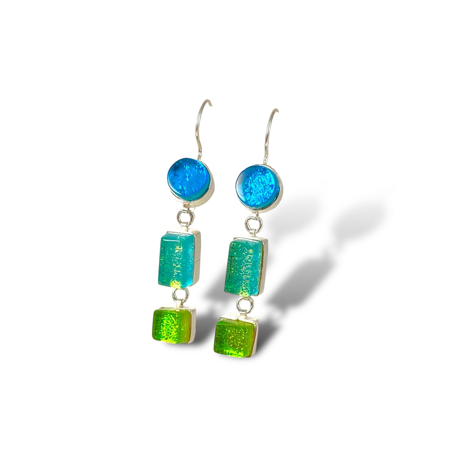 Triple Drop Earrings in Turquoise, Sea Foam & Citron