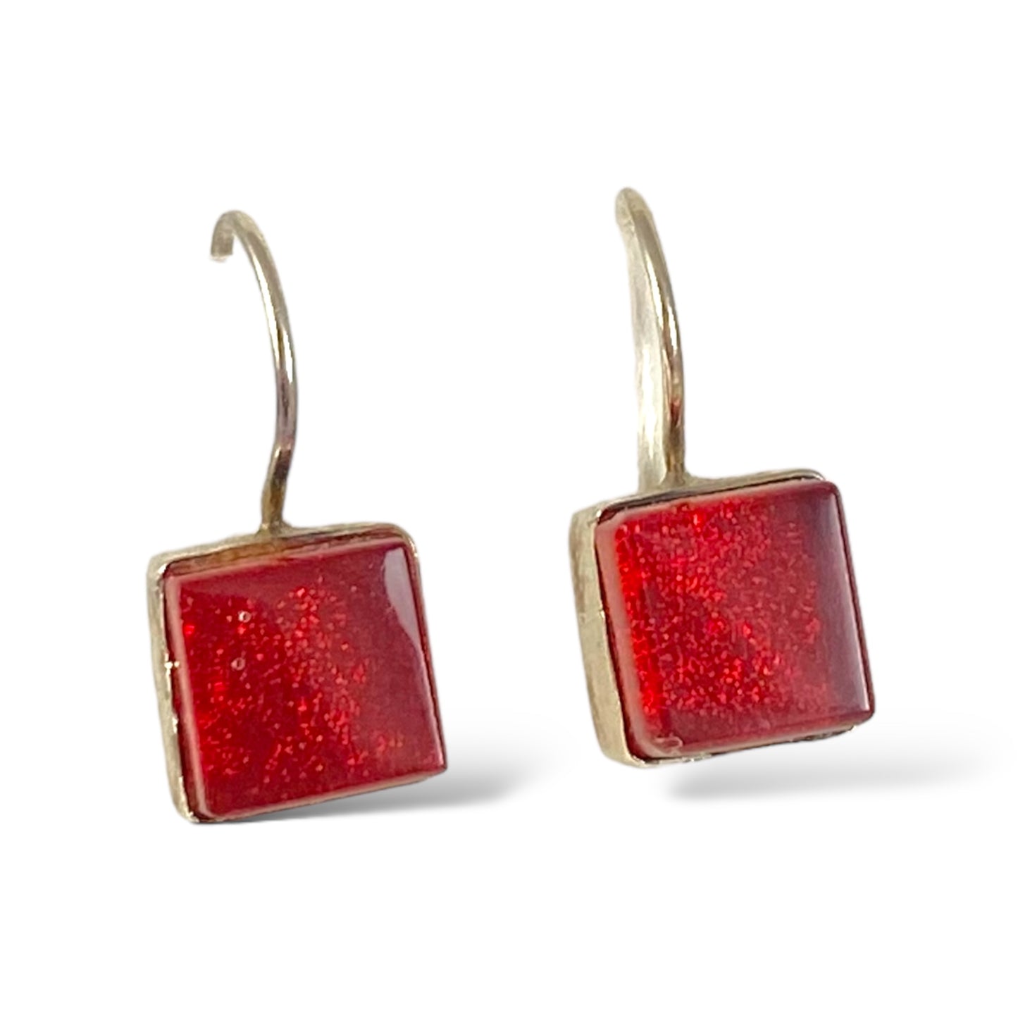 Square Earrings in Cherry