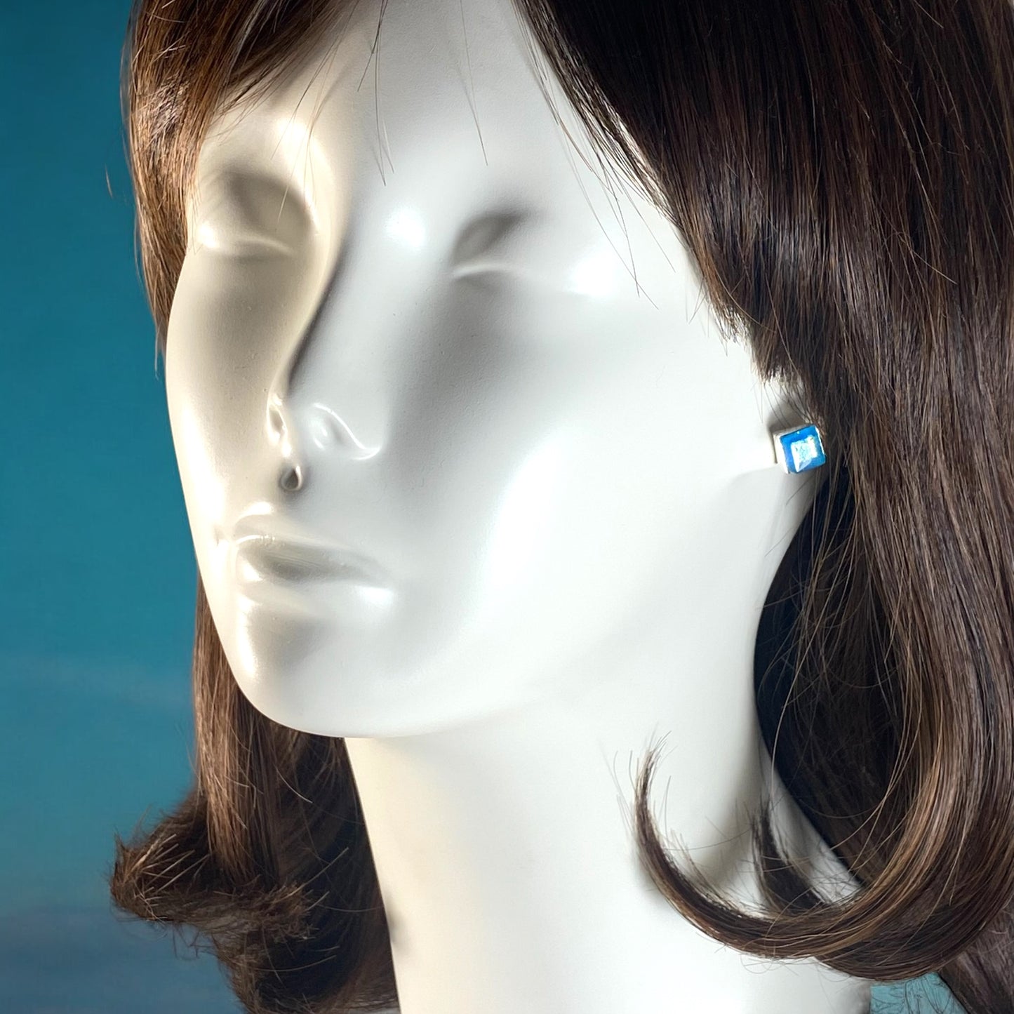 Square Post Earrings in Sea Foam