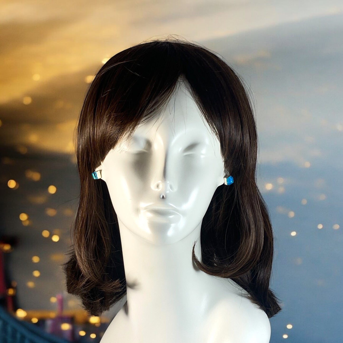 Square Post Earrings in Sea Foam