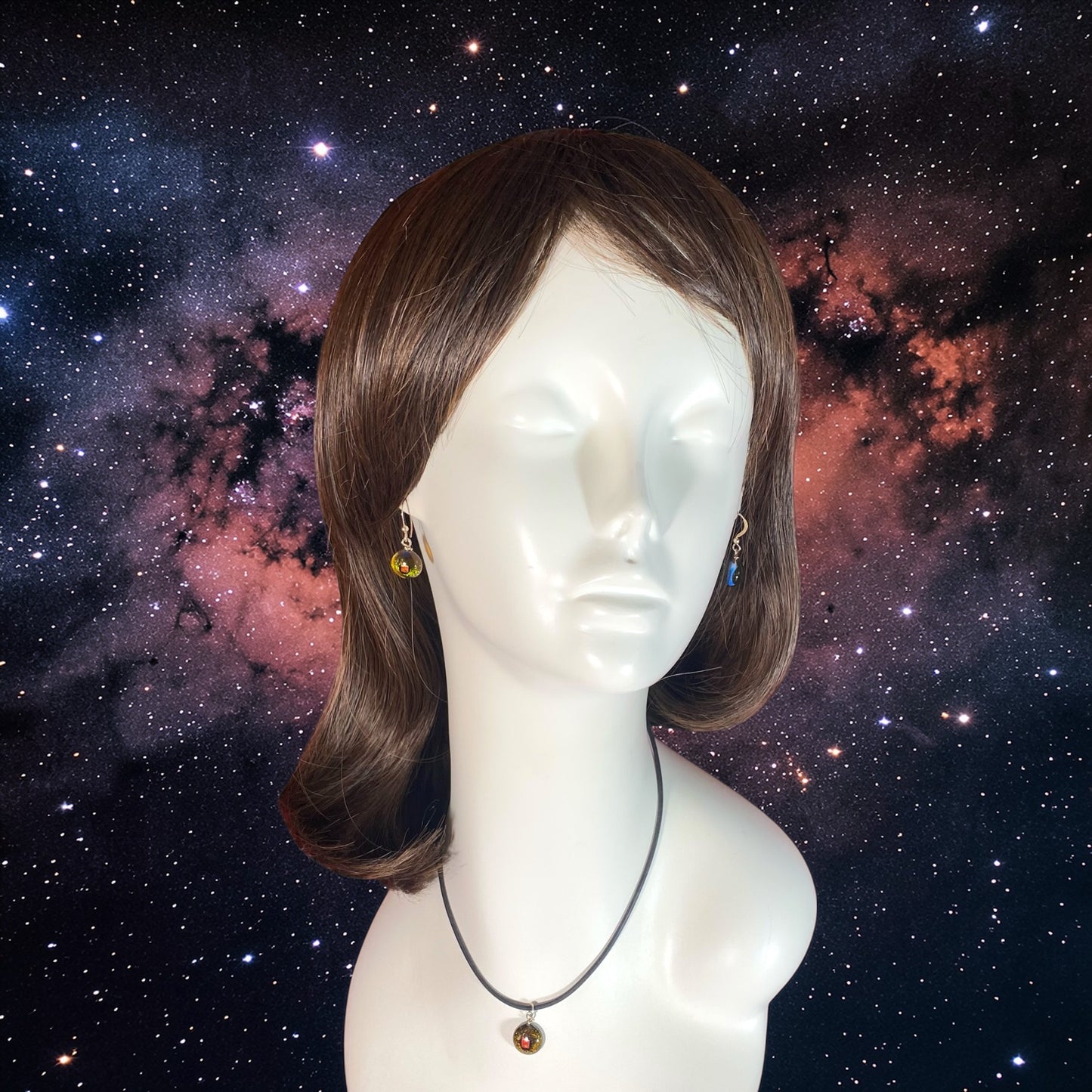 Space Ball Earrings in Green Gold