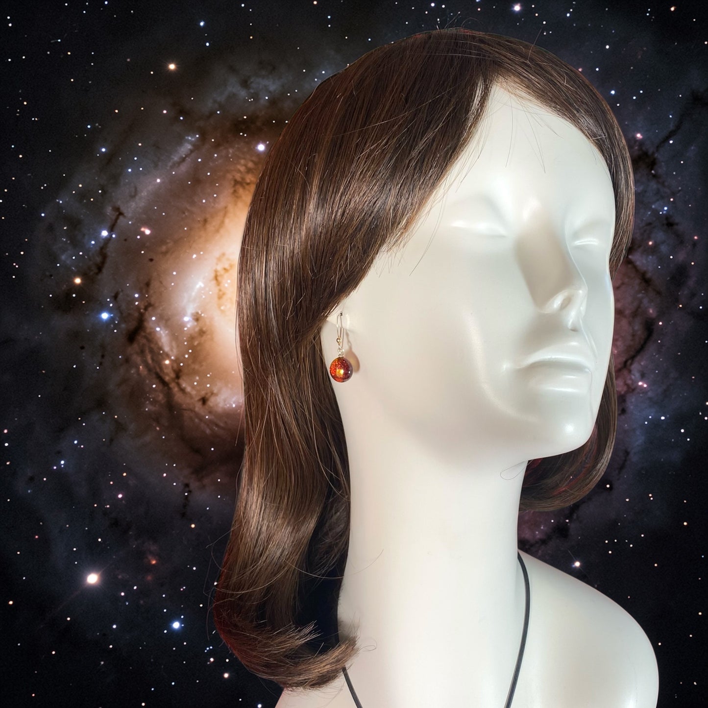 Space Ball Earrings in Rose Pink
