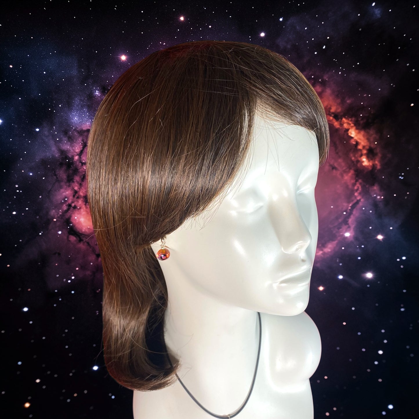 Post Space Ball Earrings in Cranberry Pink