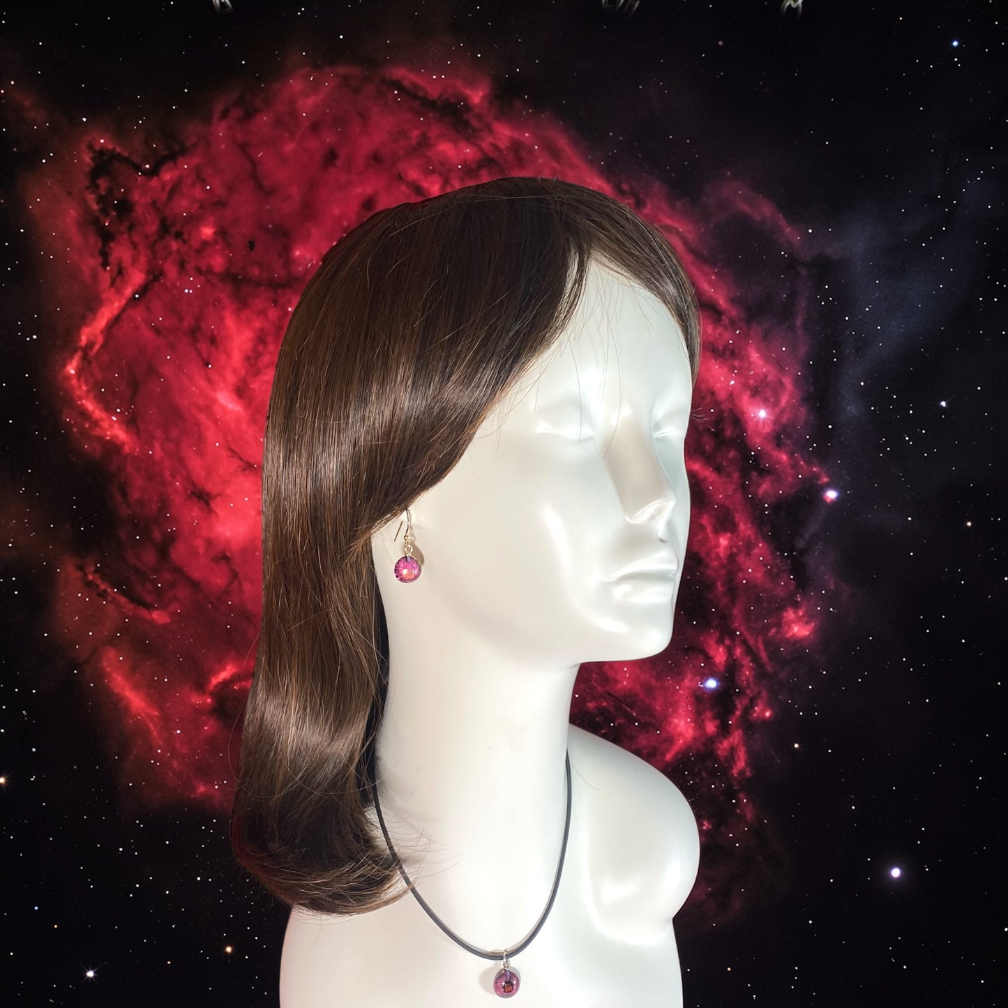 Space Ball Earrings in Maroon