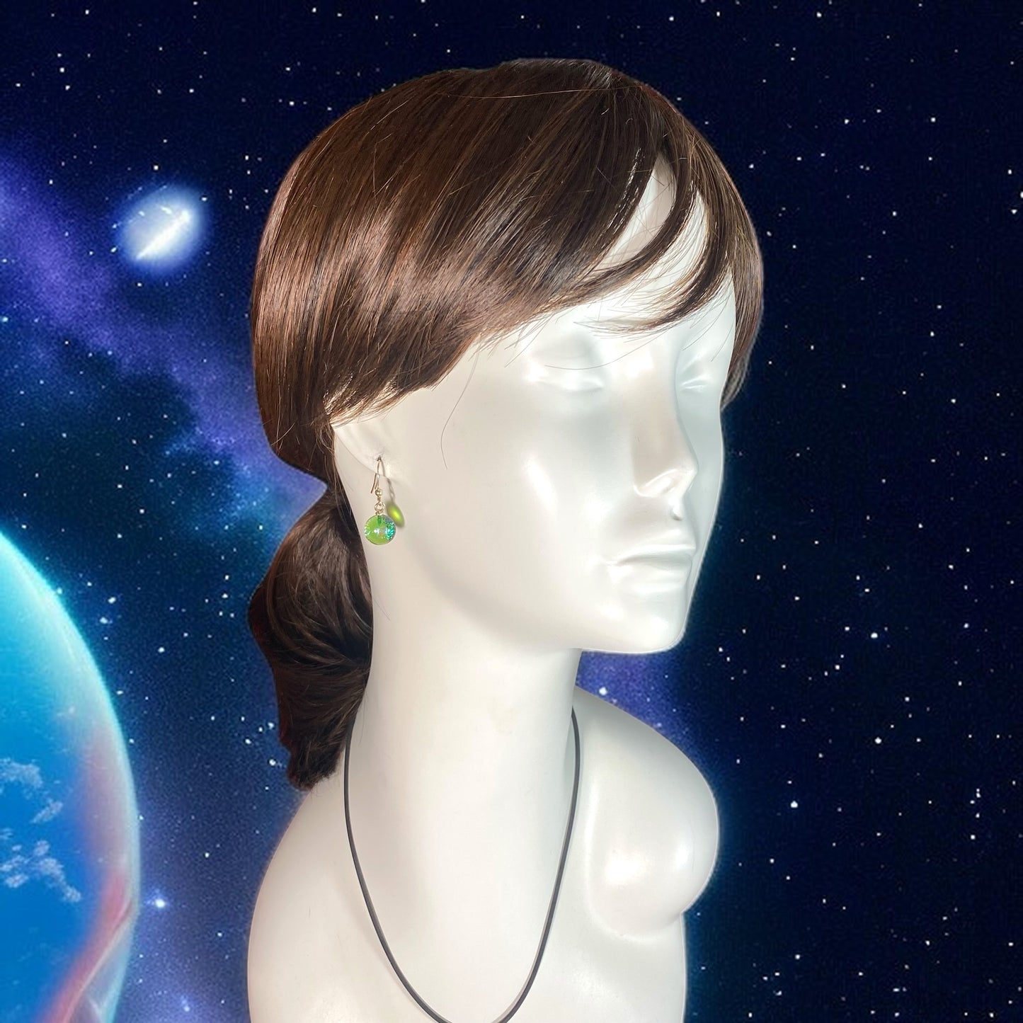 Space Ball Earrings in Citron Green