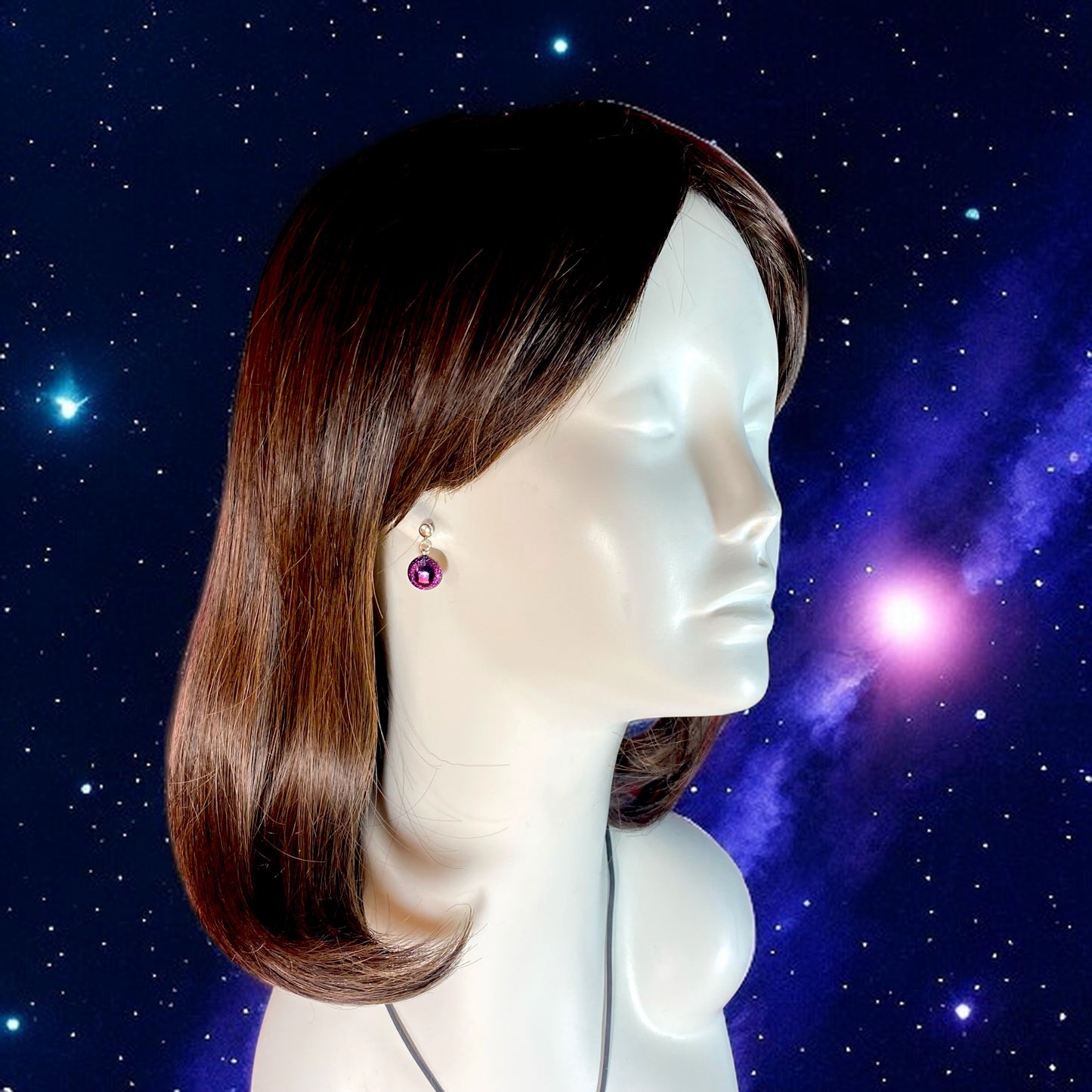 Post Space Ball Earrings in Plum