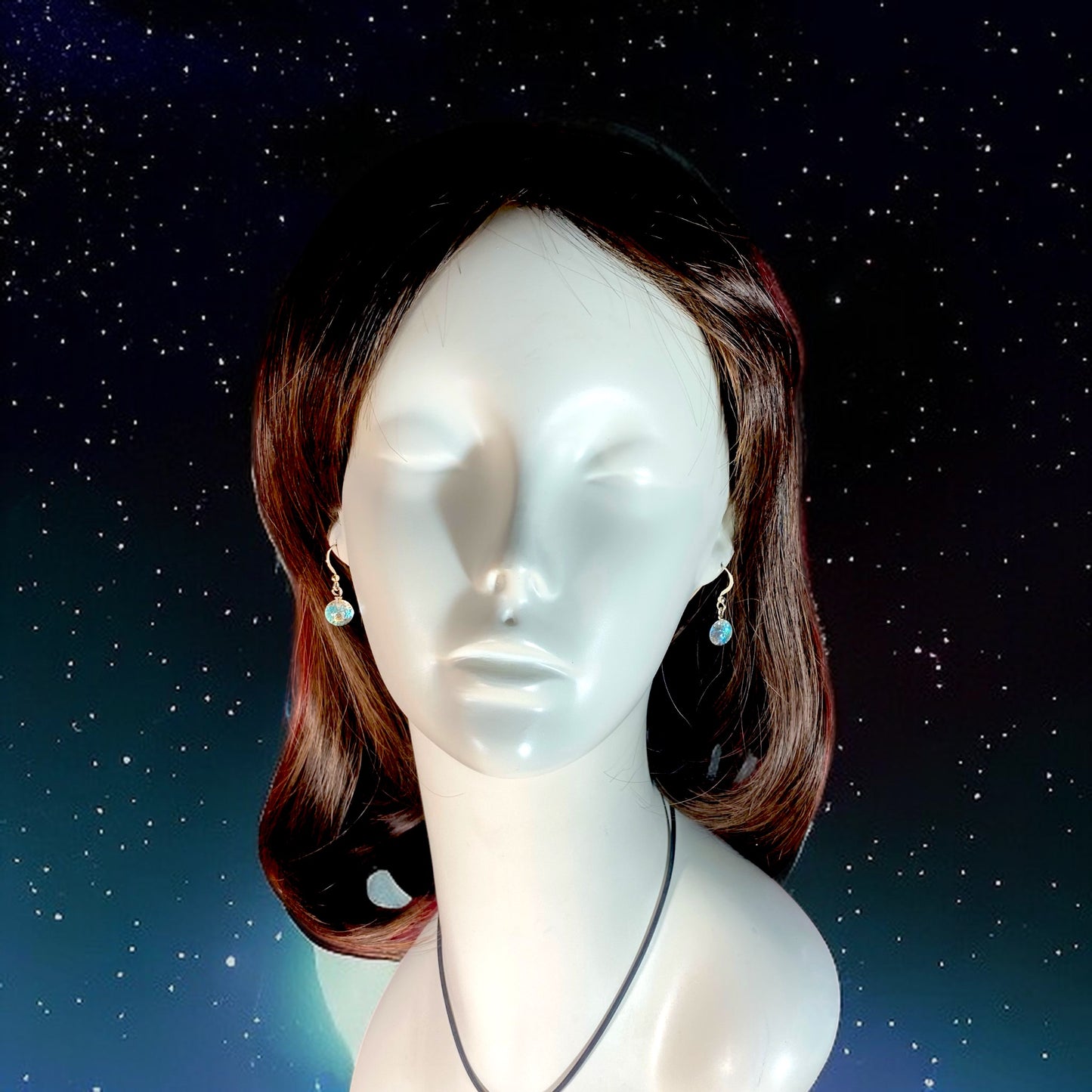 Space Ball Earrings in Blue Ice Sparkle