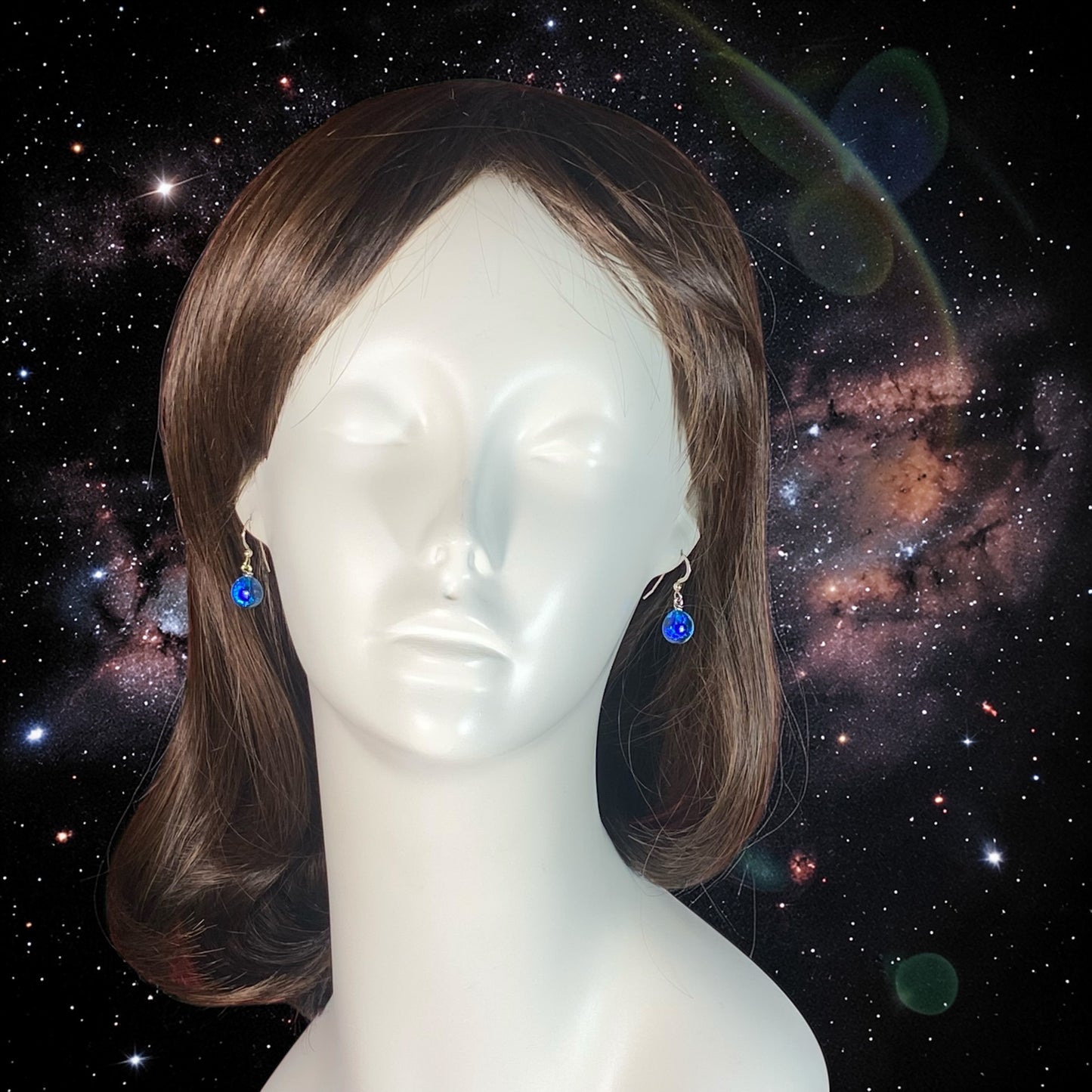 Space Ball Earrings in Sky & Blue