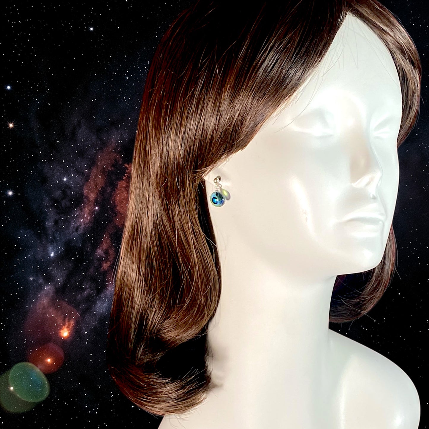 Post Space Ball Earrings in Smokey Blue