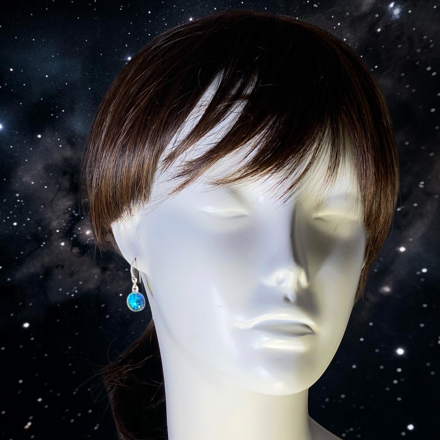 Space Ball Earrings in Aqua Sparkle