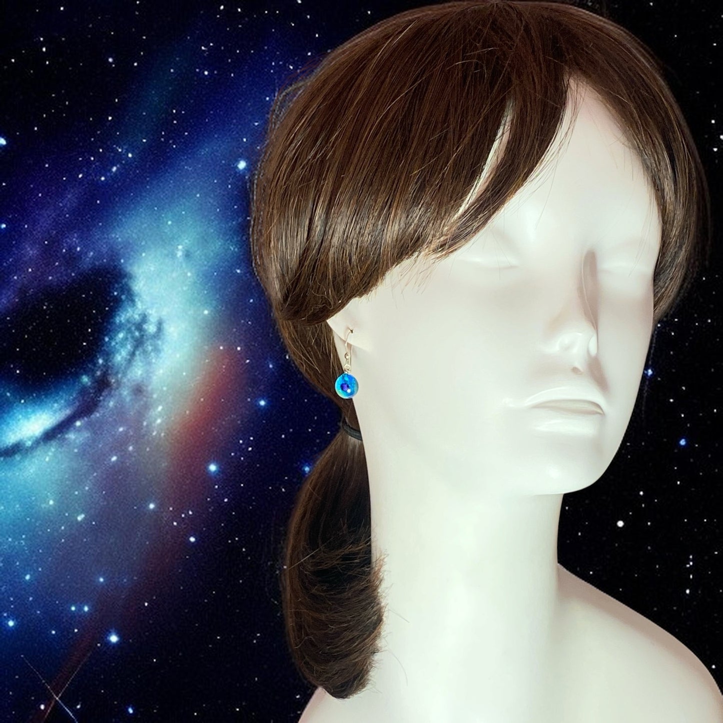 Space Ball Earrings in Turquoise Blue