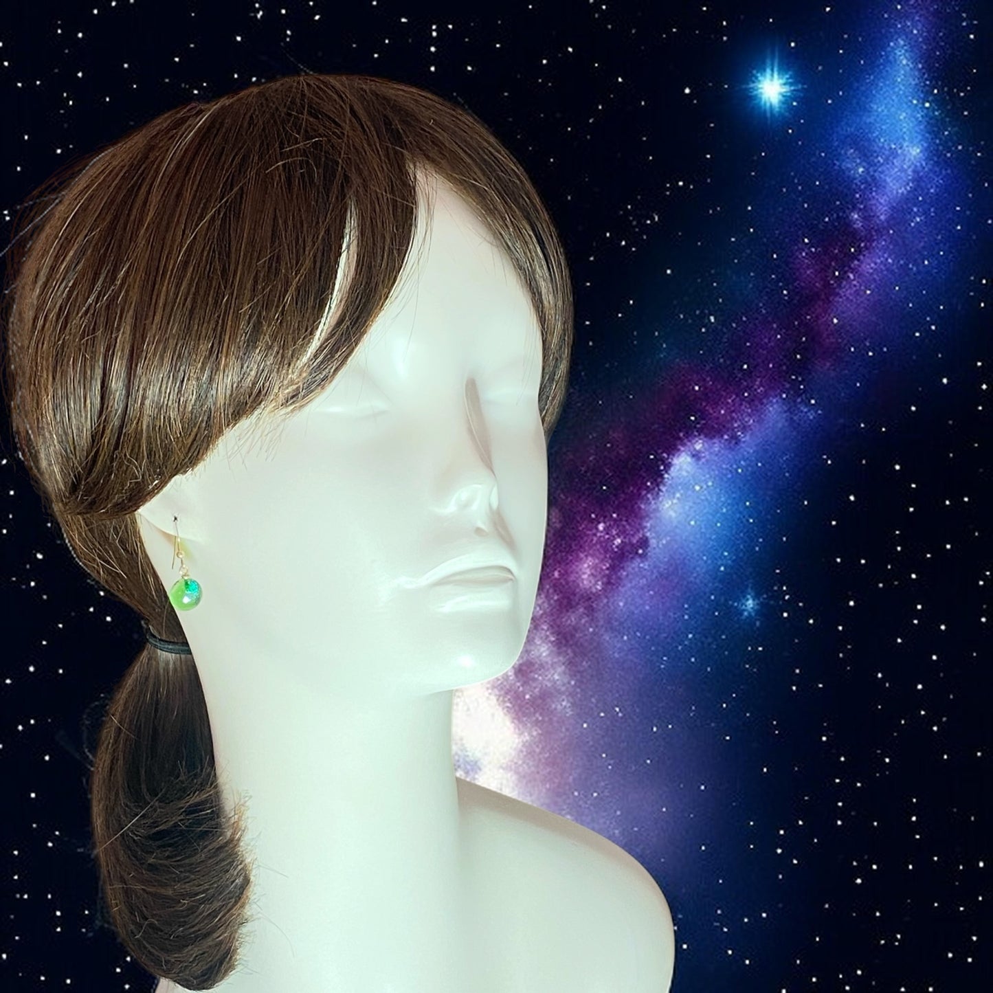 Space Ball Earrings in Mint Green