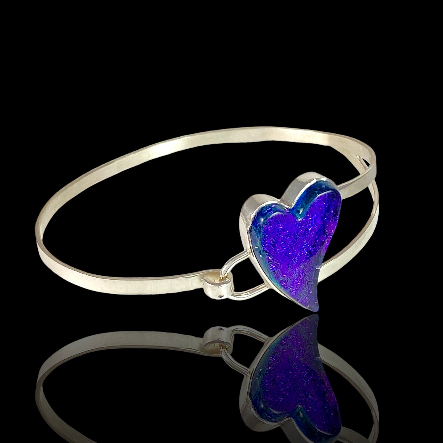 Large Curved Heart Bracelet in Plum Purple