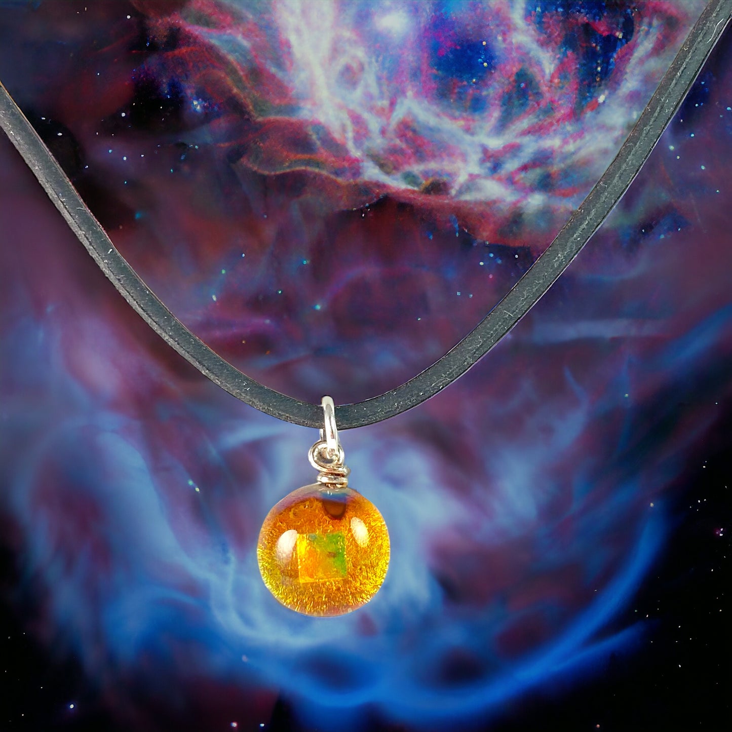 Space Ball Necklace in Amber