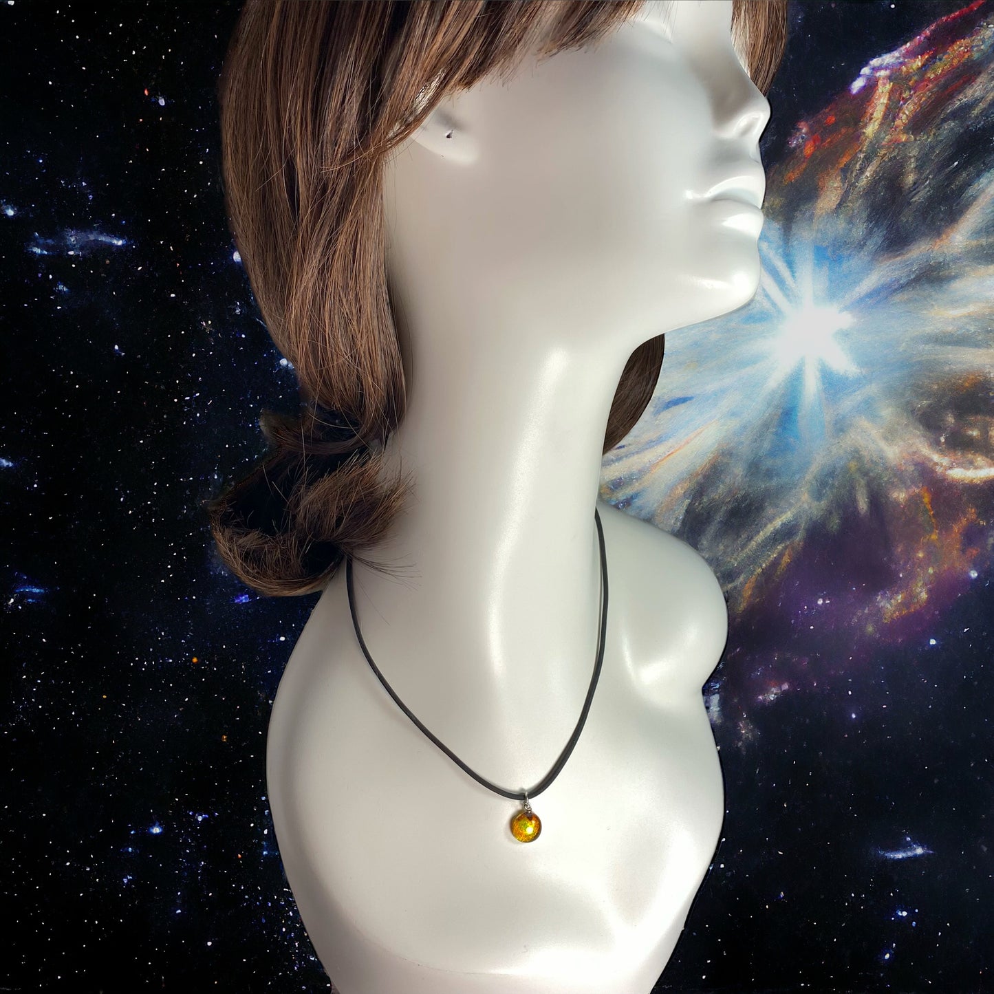 Space Ball Necklace in Amber