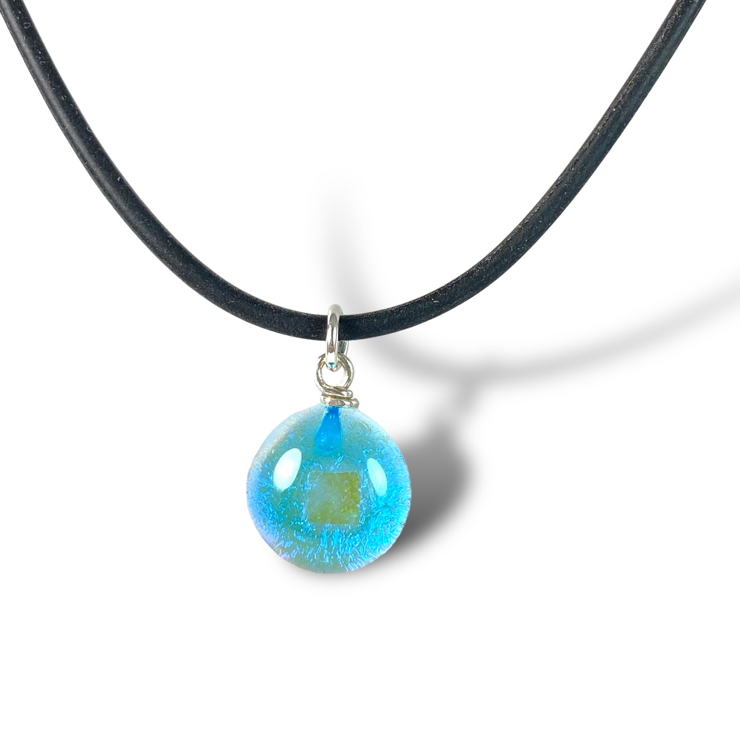 Space Ball Necklace in Aqua Blue