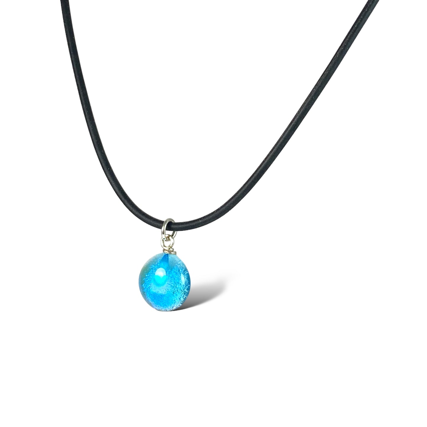 Space Ball Necklace in Aqua Blue