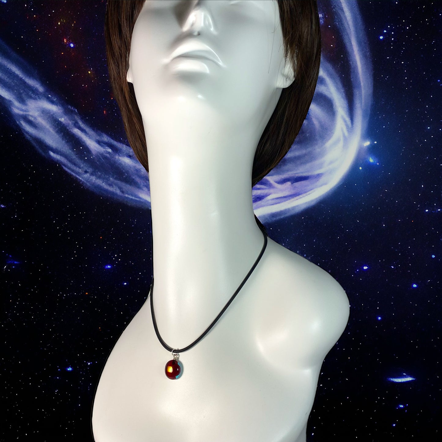 Space Ball Necklace in Cherry Red