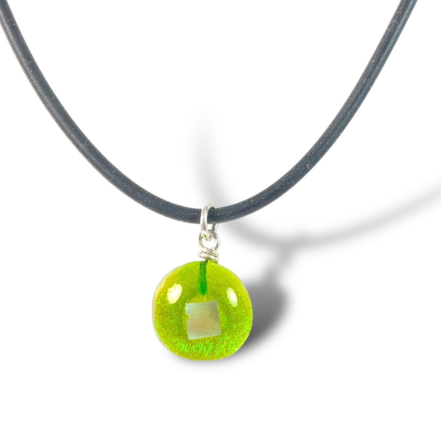 Space Ball Necklace in Citron Green