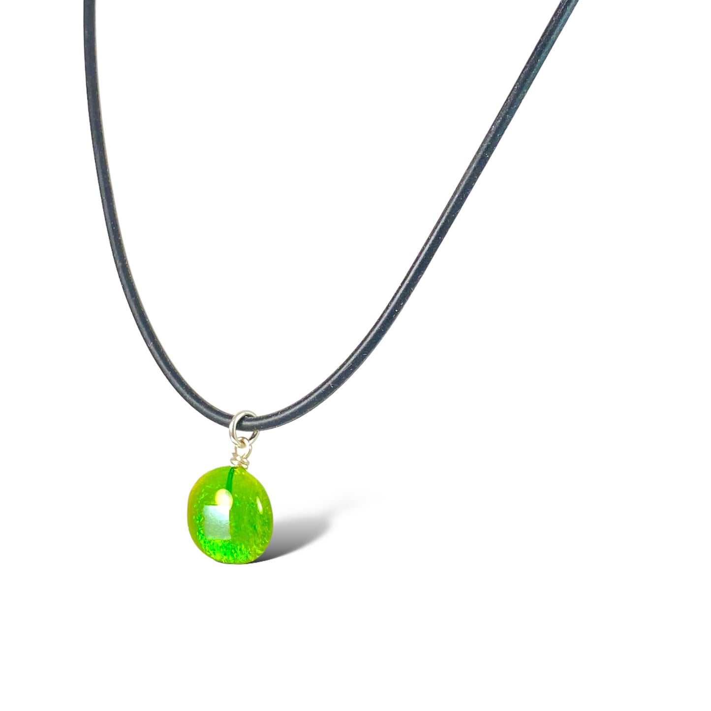 Space Ball Necklace in Citron Green