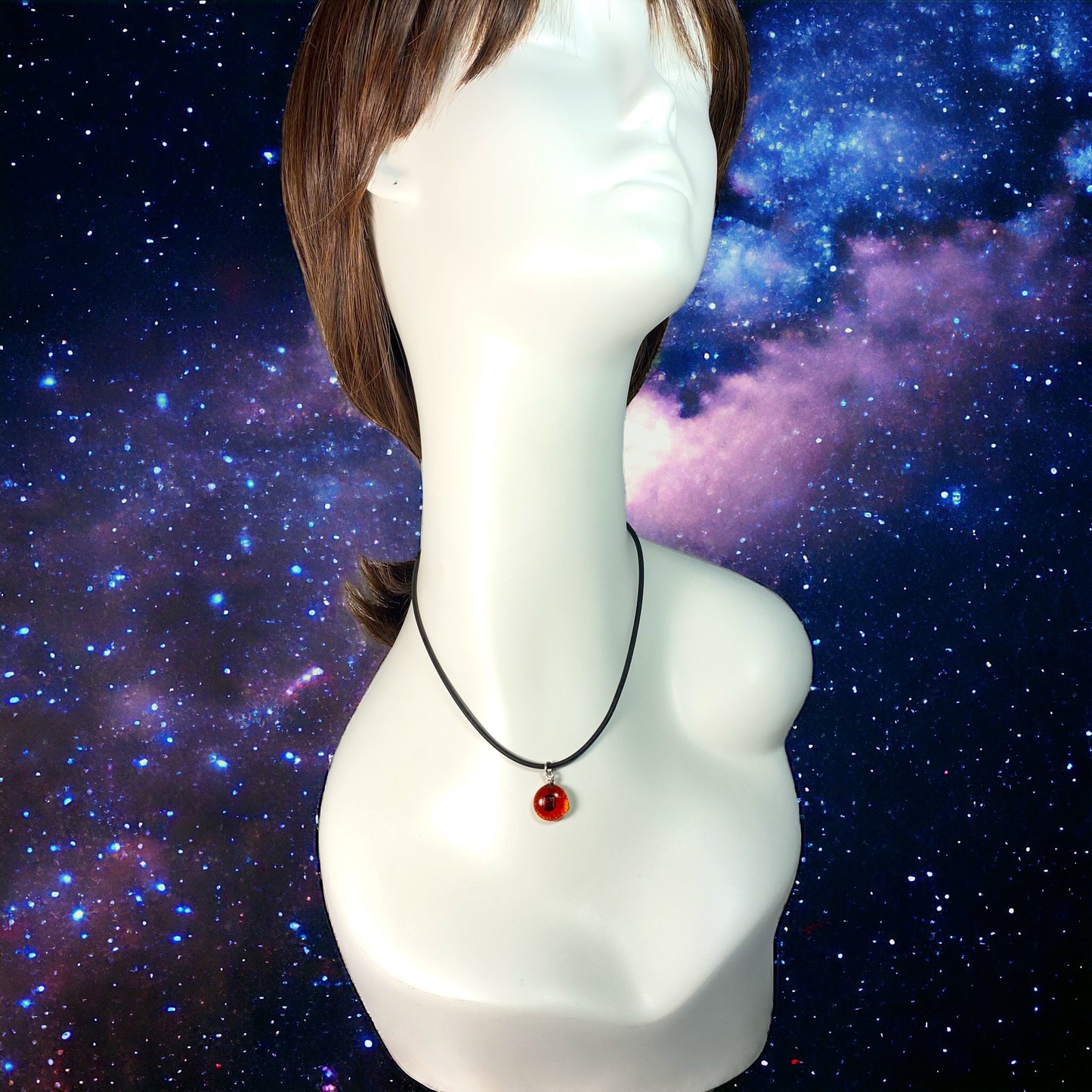 Space Ball Necklace in Tangerine Orange