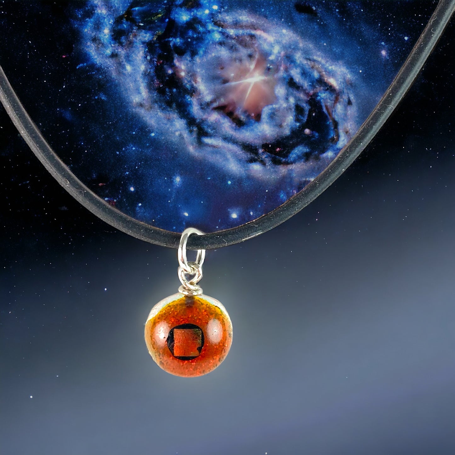 Space Ball Necklace in Rust Orange