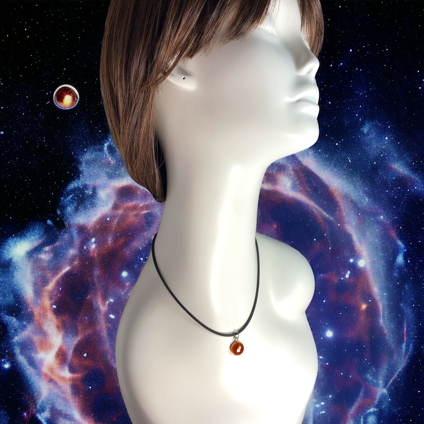 Space Ball Necklace in Rust Orange