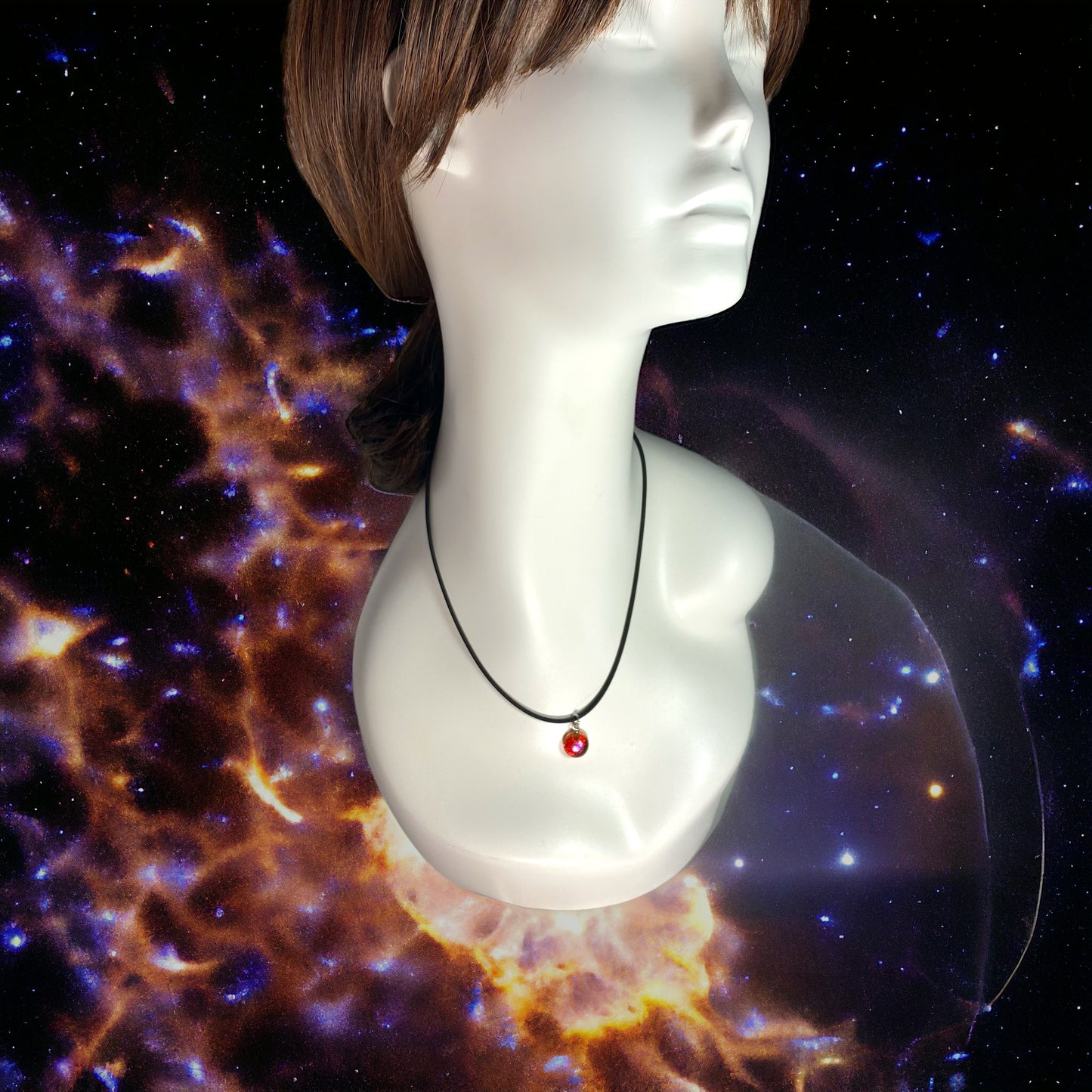 Space Ball Necklace in Rust Pink