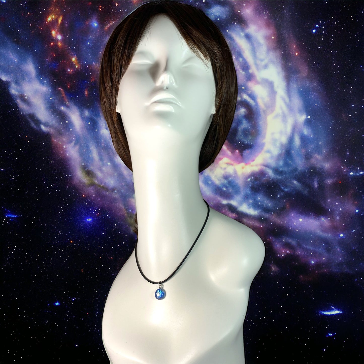 Space Ball Necklace in Sapphire Blue