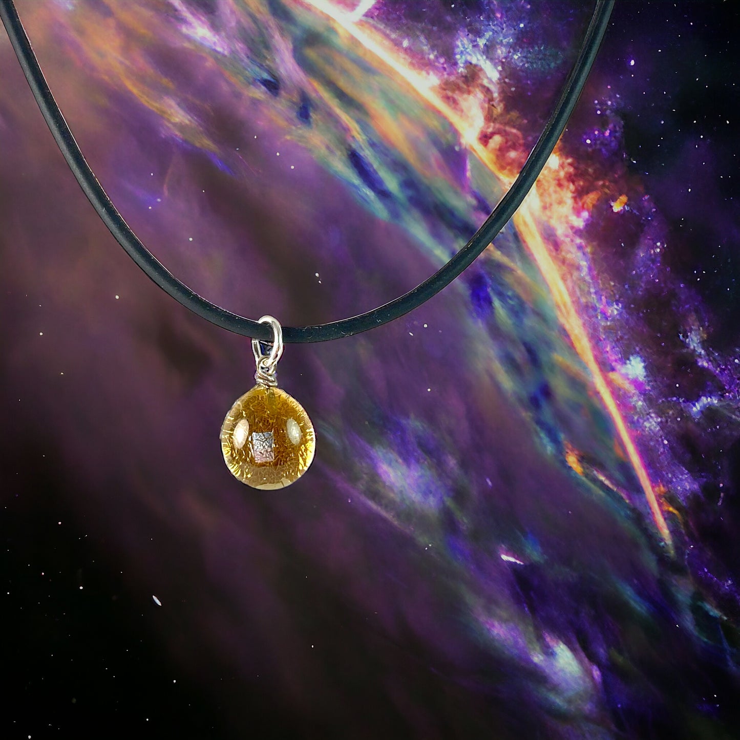 Space Ball Necklace in Silver Taupe