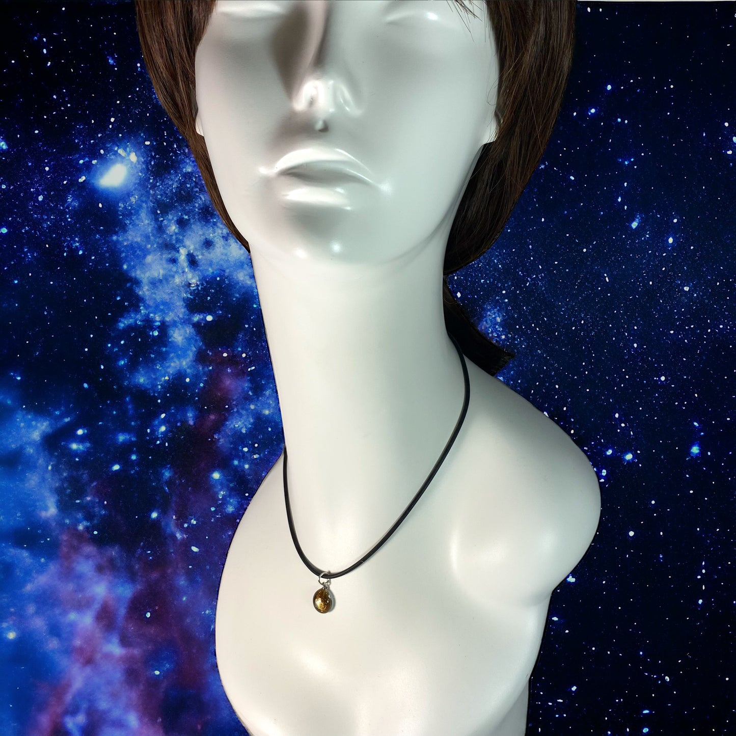 Space Ball Necklace in Silver Taupe